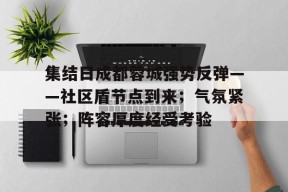 集结日成都蓉城强势反弹——社区盾节点到来；气氛紧张；阵容厚度经受考验的简单介绍-九游会登入